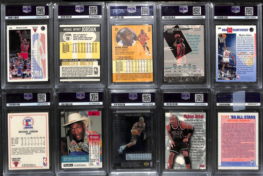 Lot of (10) Michael Jordan Mostly PSA 9 Graded Cards w. 1992 UD International # 118