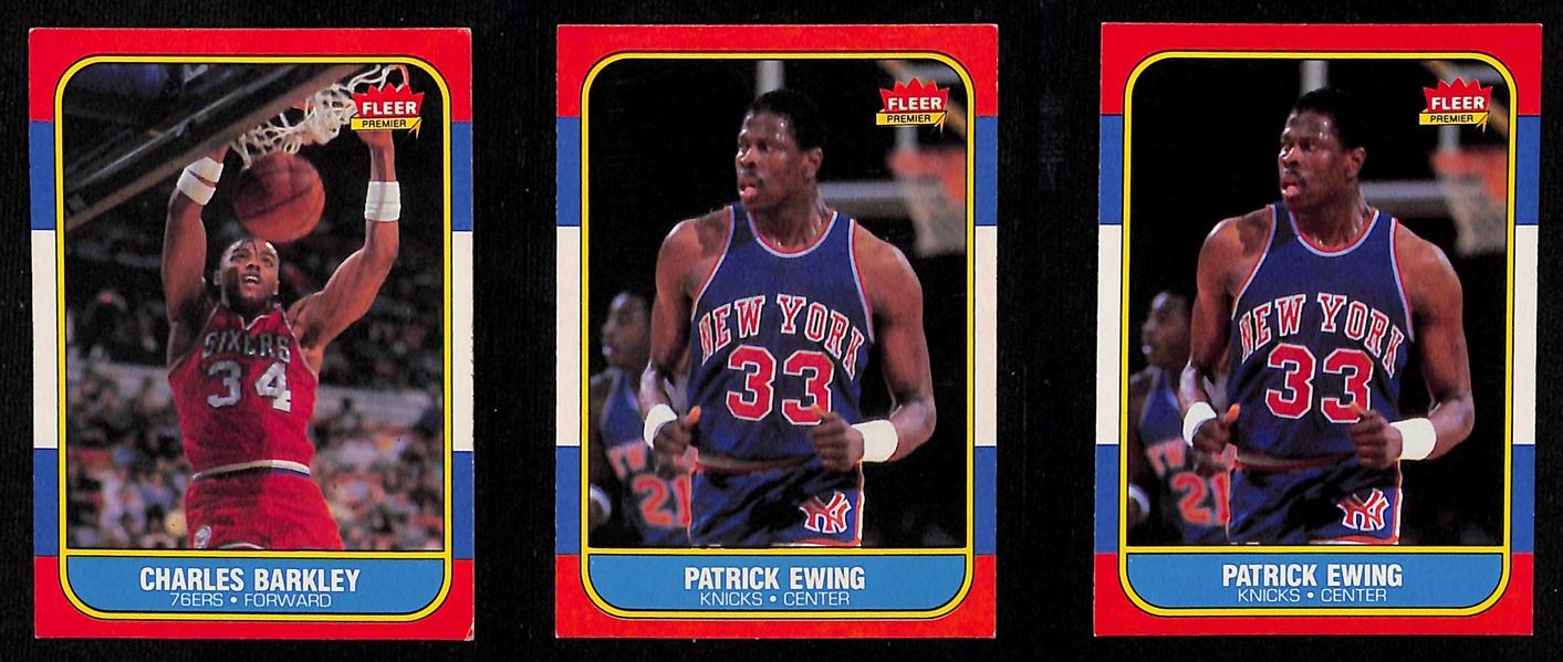 1986-87 Fleer Basketball Charles Barkley and (2) Patrick Ewing Cards