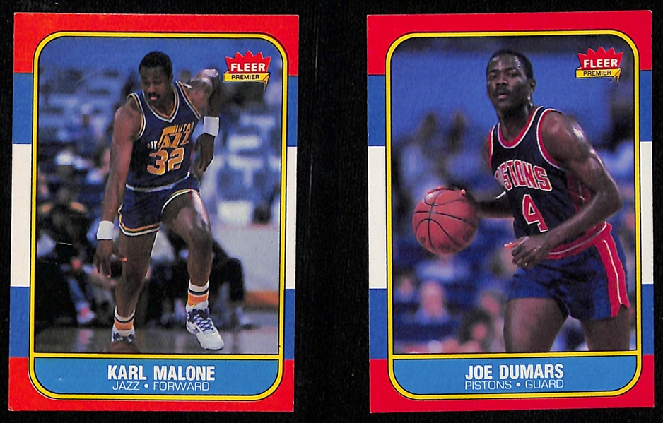 Lot of (70+) 1986-87 Fleer Basketball Cards and Stickers w. Larry Bird, Karl Malone and Others