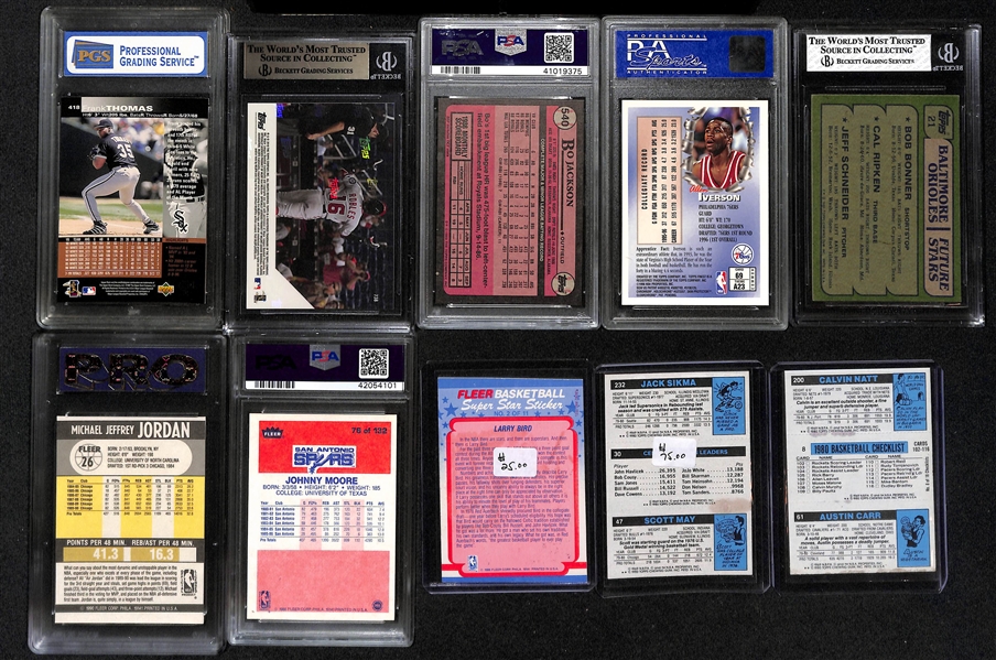 Lot of (65+) Mixed Sports lot w. 1980-81 Larry Bird, Michael Jordan, Cal Ripken RC, and More!