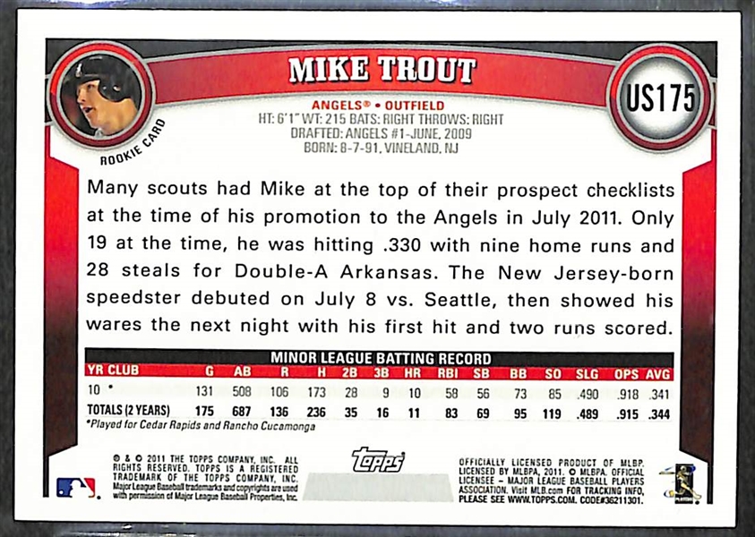 2011 Topps Series 1, 2, & Update Complete Set w. Mike Trout Rookie Card