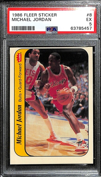 1986 Fleer Michael Jordan Rookie Sticker #8 Graded PSA 5 EX