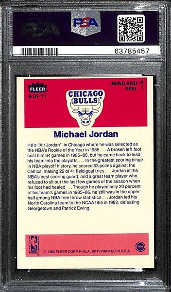 1986 Fleer Michael Jordan Rookie Sticker #8 Graded PSA 5 EX