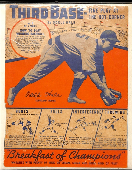 Lot of (5) 1930s Wheaties Cereal Baseball How To Cut-Outs w. Mel Ott, Lefty Gomez, Bill Dickey and Others