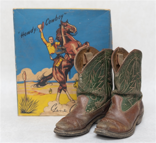 Vintage 1940s Gene Autry Cowboy Boots in Original Box - Childrens Size 11