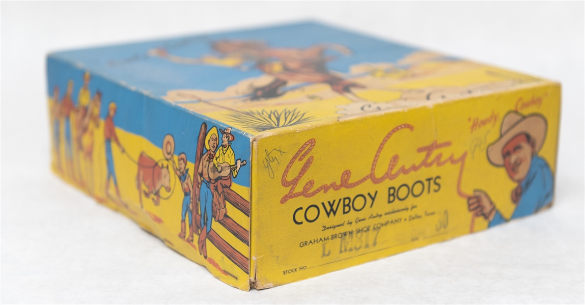 Vintage 1940s Gene Autry Cowboy Boots in Original Box - Childrens Size 11