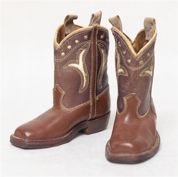 Vintage 1930s Tom Mix Childrens Leather Cowboy Boots - Size 4.5D - In Original Box