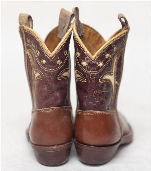 Vintage 1930s Tom Mix Childrens Leather Cowboy Boots - Size 4.5D - In Original Box