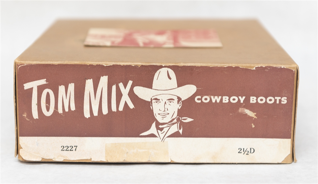 Vintage 1930s Tom Mix Childrens Leather Cowboy Boots - Size 4.5D - In Original Box