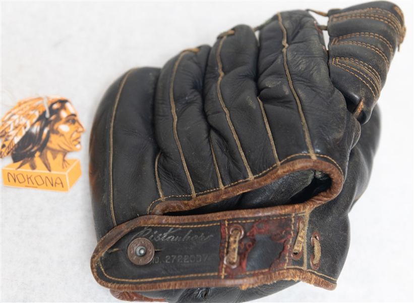 RARE 1950s Black Nokona Professional Karl Spooner Baseball Mitt with Original Tag & Box