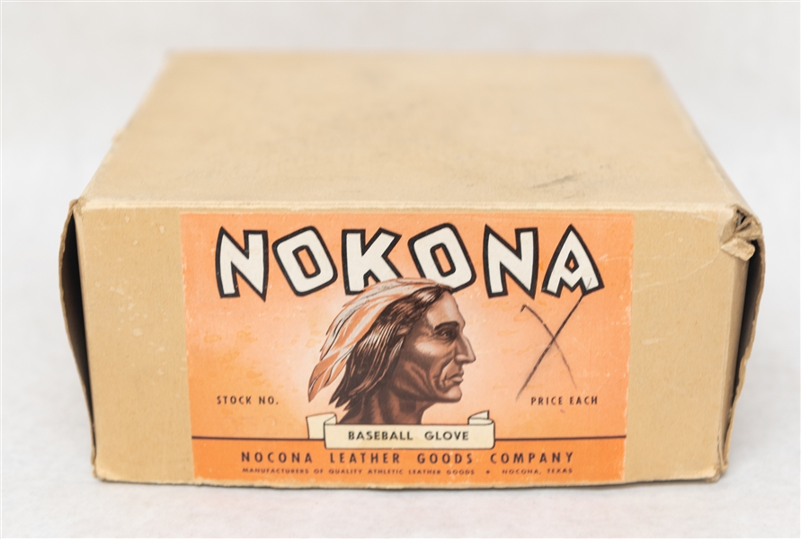 RARE 1950s Black Nokona Professional Karl Spooner Baseball Mitt with Original Tag & Box