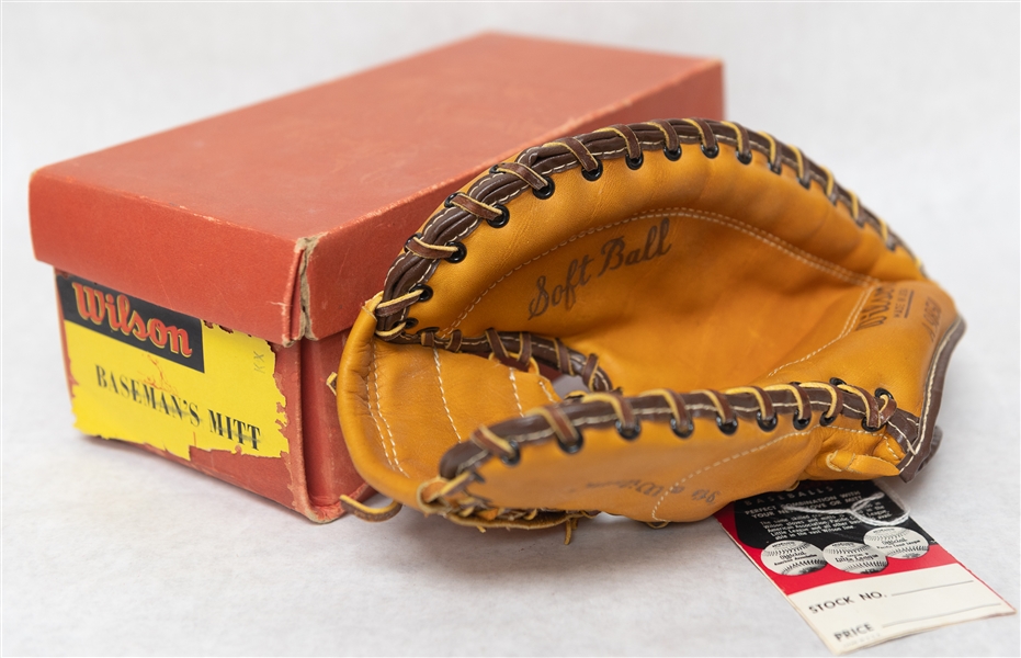 1950s Wilson Softball Catcher's Mitt with Original Tag & Shoebox