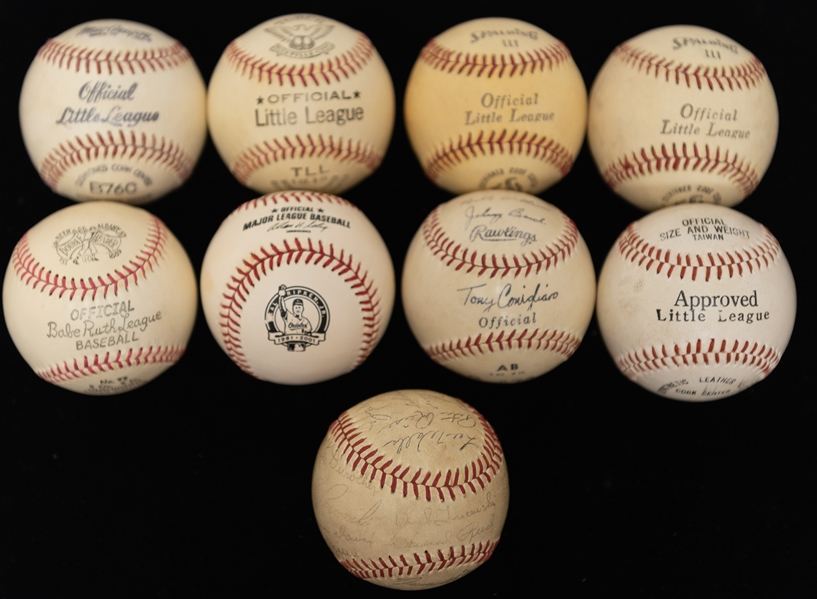  Lot of (9) Vintage Baseballs  - 6 Still in Original Boxes - w. a Double Header Official Babe Ruth League BB in Box