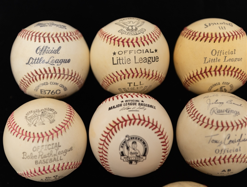  Lot of (9) Vintage Baseballs  - 6 Still in Original Boxes - w. a Double Header Official Babe Ruth League BB in Box