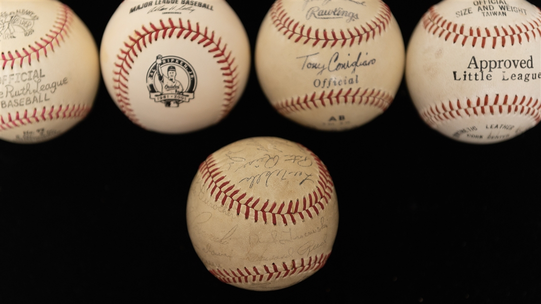  Lot of (9) Vintage Baseballs  - 6 Still in Original Boxes - w. a Double Header Official Babe Ruth League BB in Box