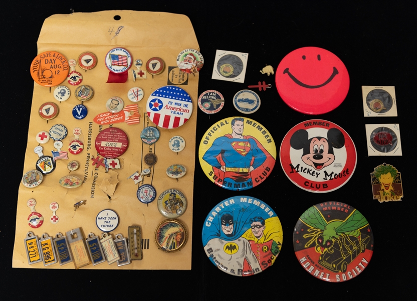  Lot of Approx (50) Vintage Americana Related Pins & Buttons 