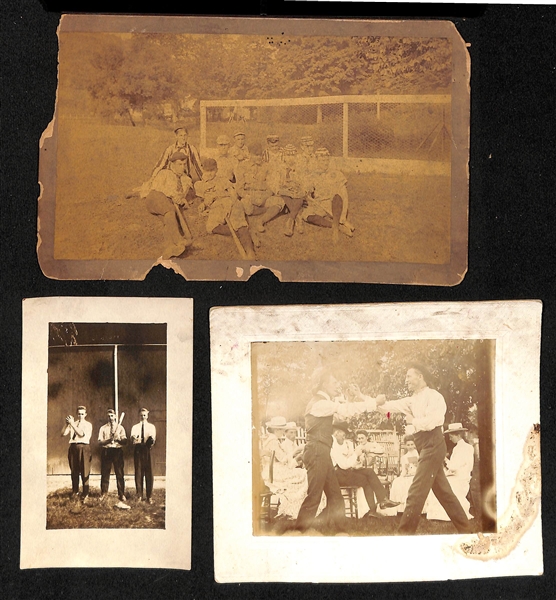 Lot of (5) Turn of the Century Sports Photos & (4) 1950s Football Team Photos