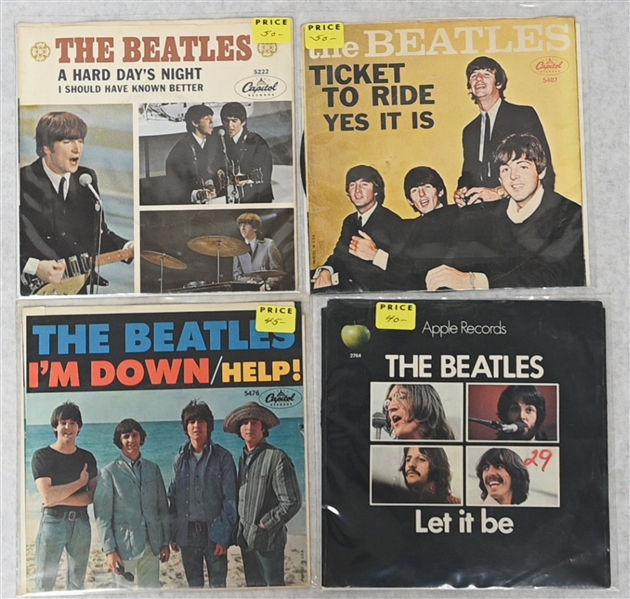  Lot of (40) Beatles 45 Records w. Approx 12 in Color Sleeves - Tollie Records, Capitol Records, Apple Records