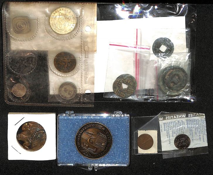  Lot of Approx (60+) Foreign Coins & Commemmorative Coins