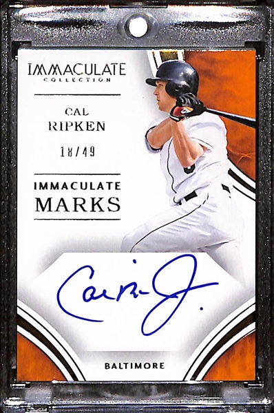 2016 Panini Immaculate Cal Ripken Jr. Immaculate Marks Autographed Card #18/49