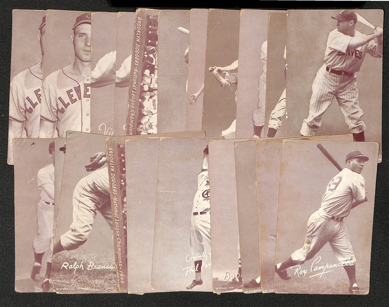  Lot of (22) 1947-1950s Exhibit Baseball Cards w. Roy Campanella & Satchel Paige