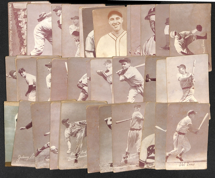 Lot of (60) 1940s - 1950s Baseball Exhibit Cards w. PeeWee Reese