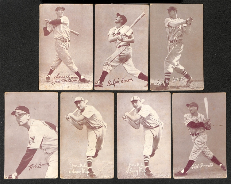 Lot of (60) 1940s - 1950s Baseball Exhibit Cards w. Ted Williams