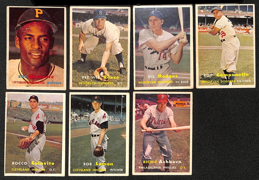 Lot of (200+) 1957-1958 Topps Baseball Cards w. 1957 Bob Clemente