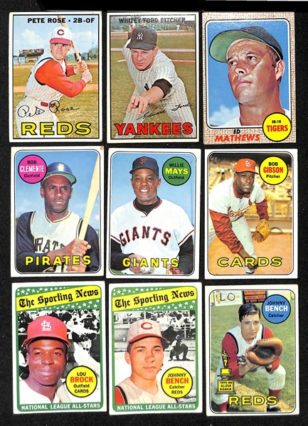  Lot of Approx (300+) 1967-1969 Topps Baseball Cards w. 1967 Pete Rose