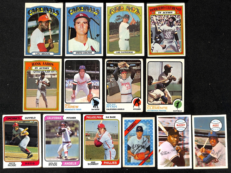  Lot of (500+) 1970-1974 Topps Baseball Cards w. 1971 Lou Brock