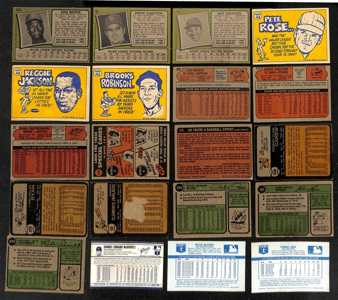  Lot of (500+) 1970-1974 Topps Baseball Cards w. 1971 Lou Brock