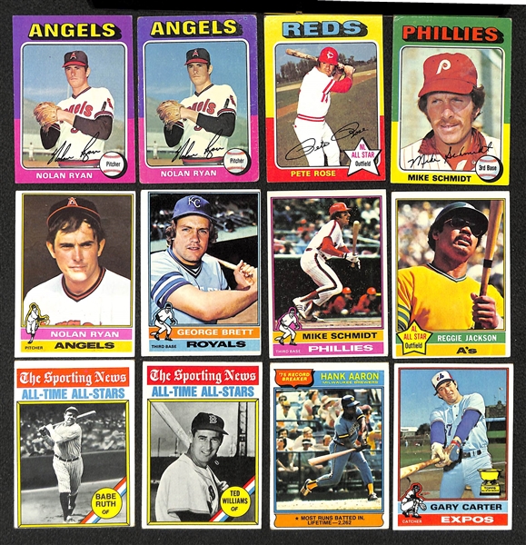 Lot of Approx (1000) 1975-1979 Topps Baseball w. 1975 Nolan Ryan x2