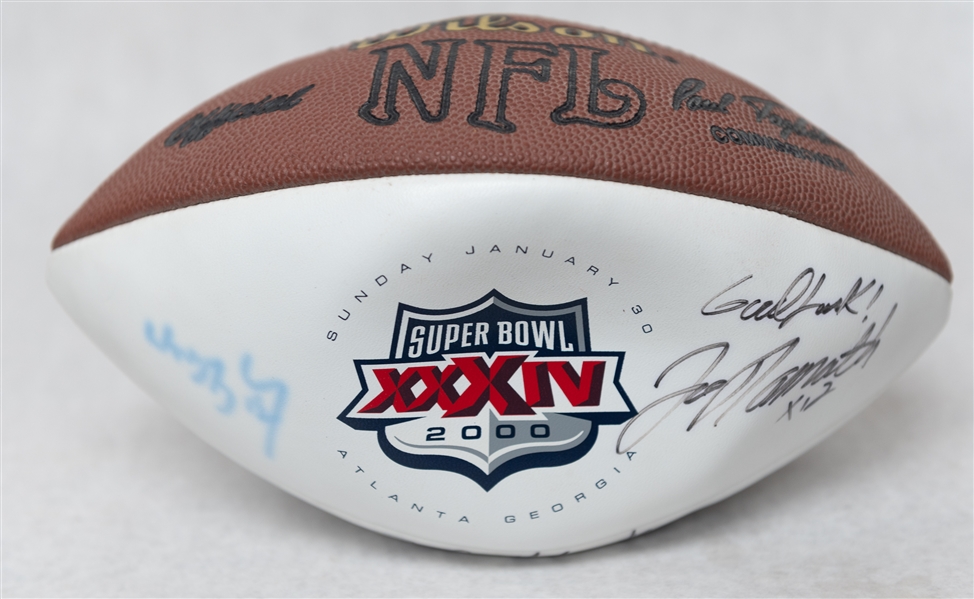 Super Bowl XXXIV Autographed Football w. (7) Signatures Inc. Wayne Gretzky and Joe Namath (JSA Cert.)