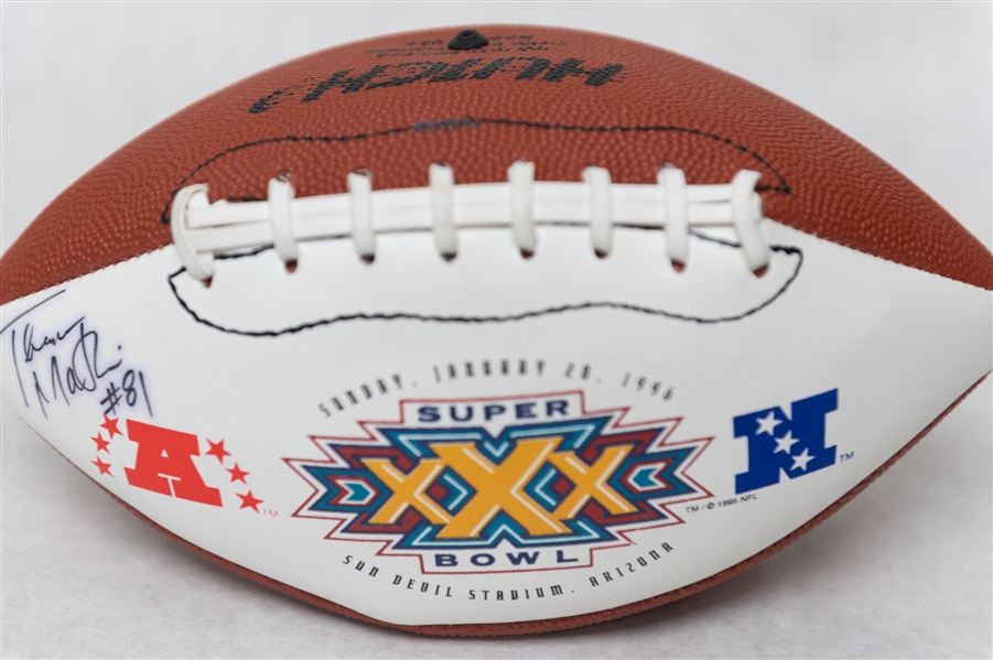 Lot of (3) Super Bowl XXX Autographed Footballs w. Over (30+) Signatures Inc. Chris Carter, Curtis Martin, Others (JSA Auction Letter)