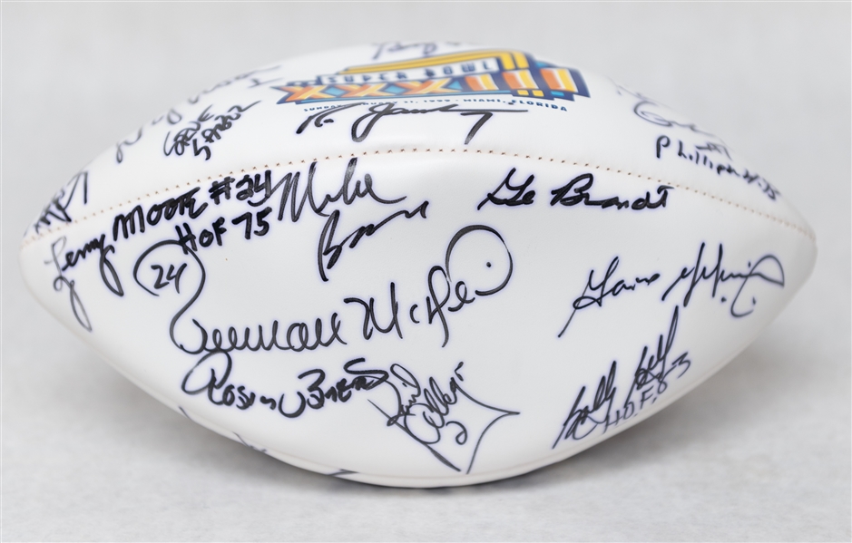 Lot of (3) Multi Autographed Super Bowl Footballs w. (35+) Signatures Inc. Frank Gifford, Tom Landry, Staubach and More! (JSA Auction Letter)