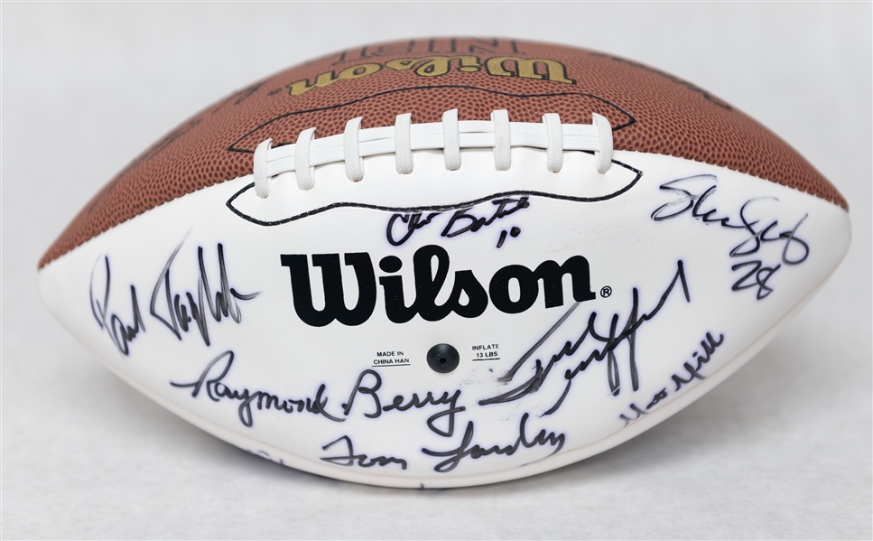 Lot of (3) Multi Autographed Super Bowl Footballs w. (35+) Signatures Inc. Frank Gifford, Tom Landry, Staubach and More! (JSA Auction Letter)