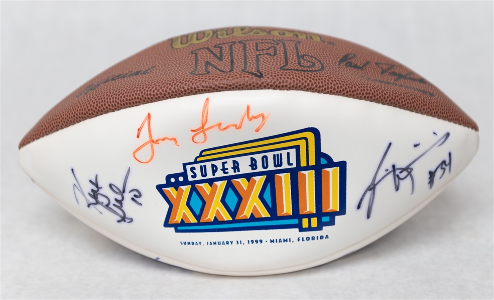 Lot of (3) Multi Autographed Super Bowl Footballs w. (35+) Signatures Inc. Frank Gifford, Tom Landry, Staubach and More! (JSA Auction Letter)