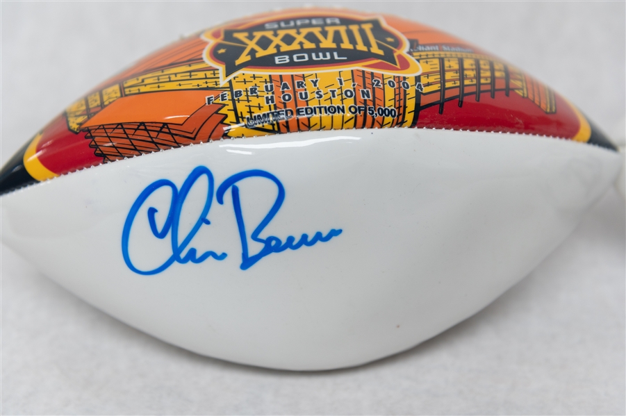 Lot of (2) Super Bowl XXXVIII Autographed Footballs w. (20+) Signatures Inc. Chris Berman (JSA Auction Letter)