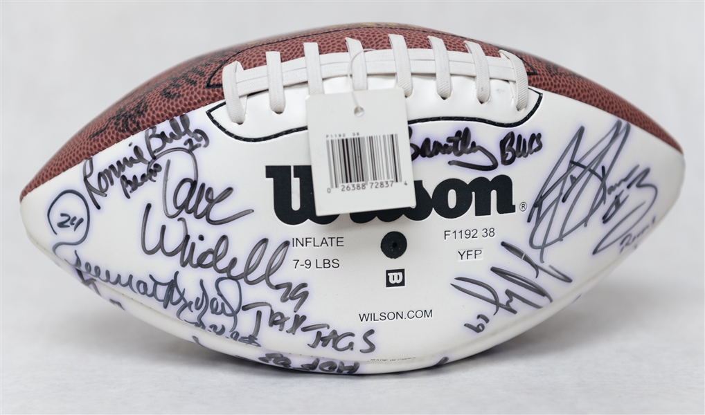 Lot of (2) Super Bowl XXXVIII Autographed Footballs w. (20+) Signatures Inc. Chris Berman (JSA Auction Letter)