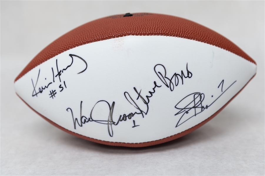 Lot of (2) Super Bowl XXXI Autographed Footballs w. (25+) Signatures Inc. Joe Theismann, Moon, R. Cunningham (JSA Auction Letter)