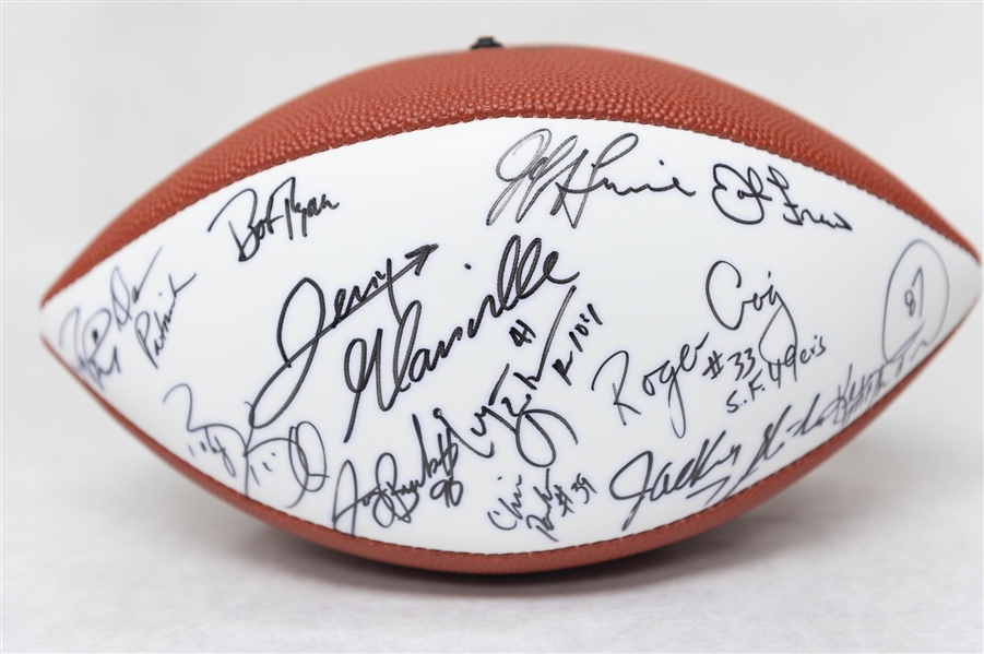 Lot of (2) Super Bowl XXXI Autographed Footballs w. (25+) Signatures Inc. Joe Theismann, Moon, R. Cunningham (JSA Auction Letter)