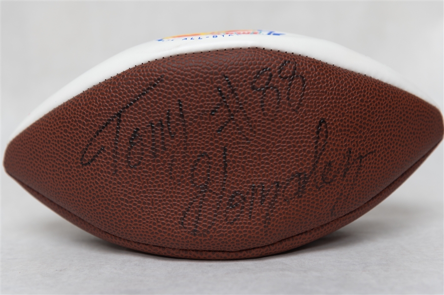 Lot of (3) Autographed Footballs w. (13) Signatures Inc. Joe Namath, Tony Gonzalez (JSA Auction Letter)