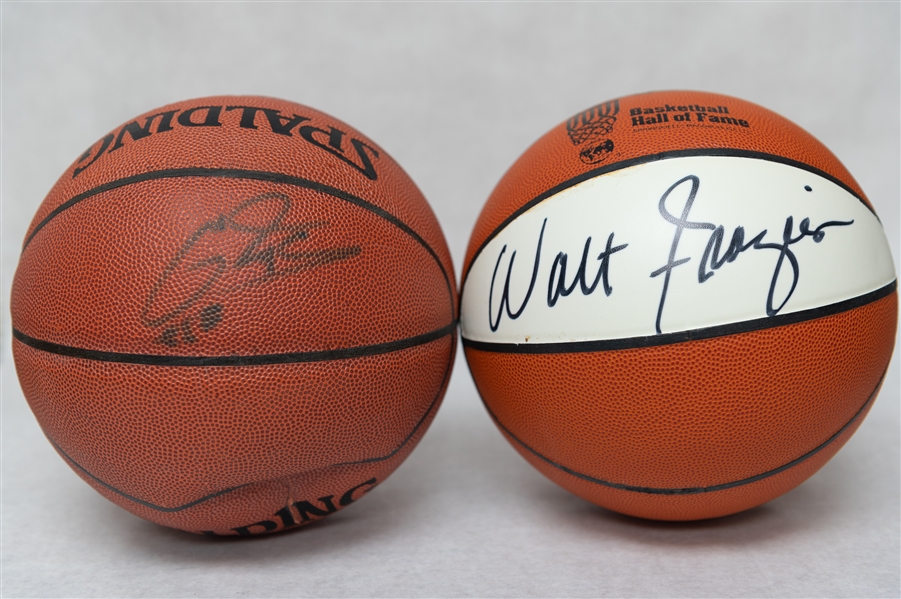 Lot of (2) Autographed Basketballs w. Walt Frazier and Shaquille O'Neal (JSA Auction Letter)