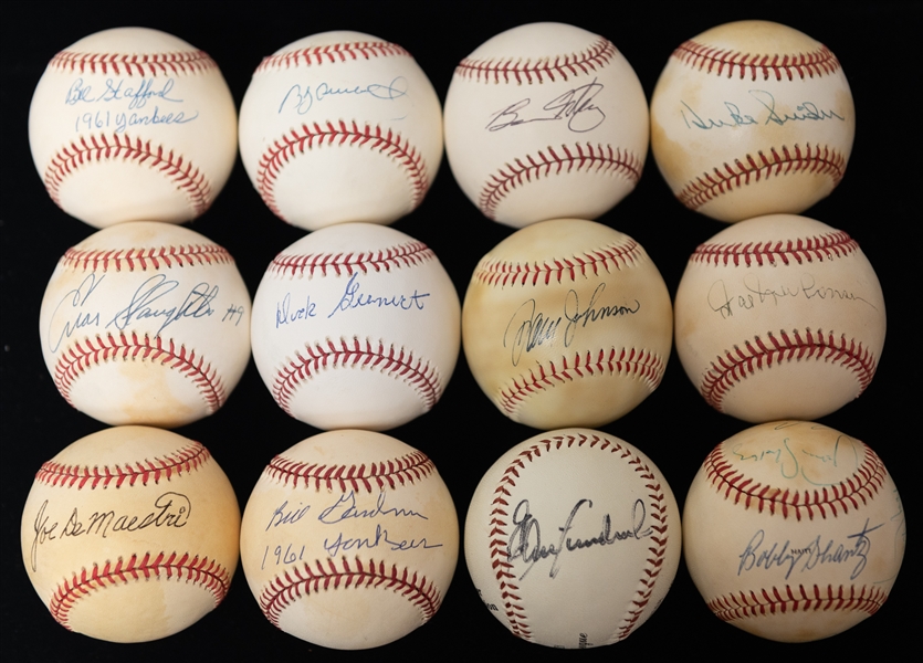 Lot of (12) Autographed Baseballs w. Duke Snider, Enos Slaughter, Bobby Shantz, Joe DeMaestri and Others (JSA Auction Letter)