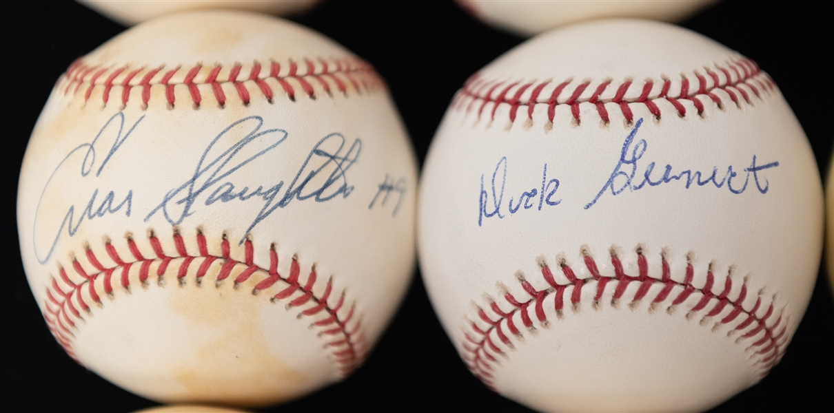 Lot of (12) Autographed Baseballs w. Duke Snider, Enos Slaughter, Bobby Shantz, Joe DeMaestri and Others (JSA Auction Letter)