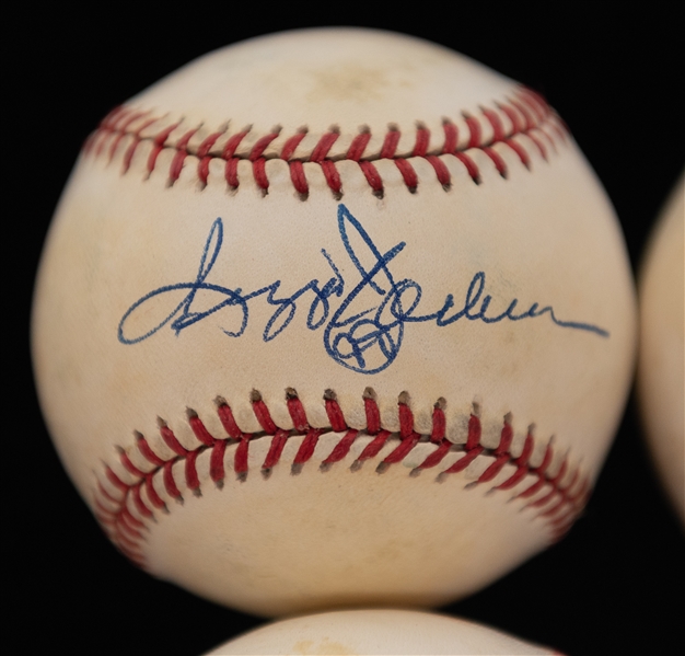 Lot of (4) Mostly HOF Autographed Baseballs w. Bench, R. Jackson, Carlton, and Rose (JSA Auction Letter)