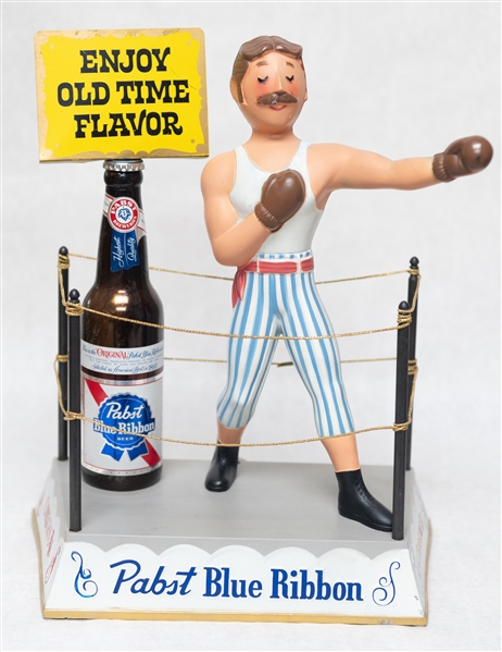  Vintage 1950s Pabst Blue Ribbon Cast Metal Boxer with Bottle Display