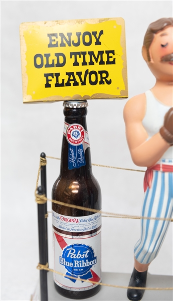  Vintage 1950s Pabst Blue Ribbon Cast Metal Boxer with Bottle Display