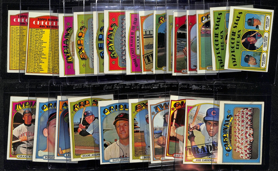 Lot of (25) 1972 Topps Baseball with (2) Carlton Fisk Rookies, and Stars