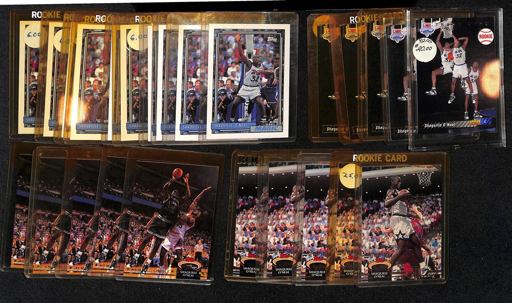 Lot of (75+) Shaquille O'Neal Mostly Rookie Cards w. (10) 1992-93 Topps, (5) 92-93 Upper Deck, (5) 92-93 Stadium Club Members Choice More!